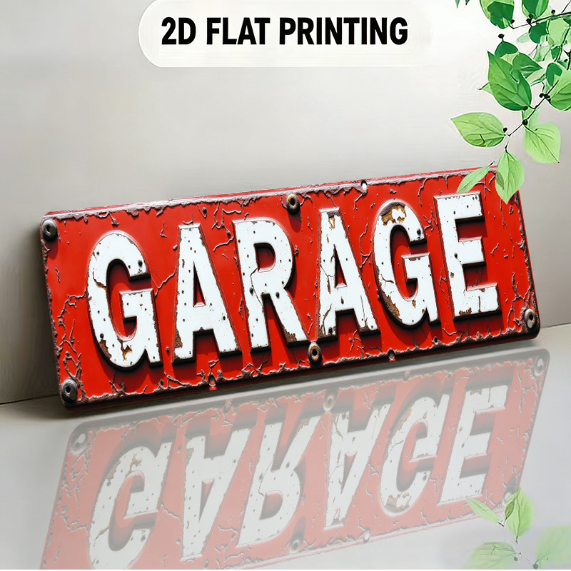 TEMU Panneau de garage rustique 2D plat, article décoratif de style vintage avec texture de peinture vieillie, adapté aux garages, ateliers, salons,