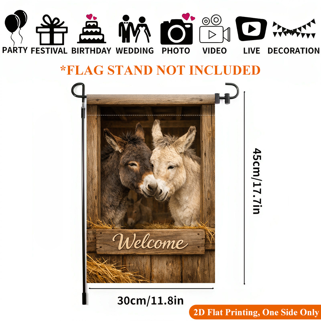 TEMU 2d Flat - 2d Flat - 2d Flat Printing Garden Flag 1pc, 2 In Barn Garden Flag - Single-sided Printed Outdoor Decor For Home And Garden, Holiday