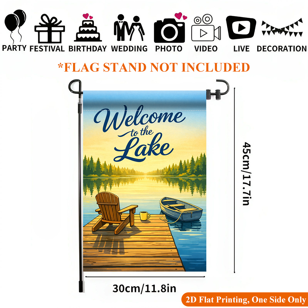 TEMU 2d Flat - 2d Flat - 2d Flat Printing Garden Flag 1pc, Garden Flag - Single-sided Printed Outdoor Decor For Home And Garden, Holiday Decoration,