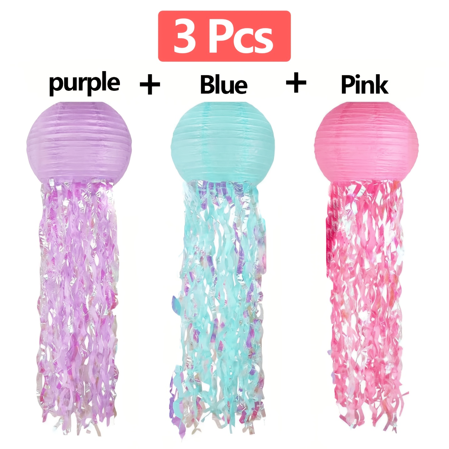 Image of 3pcs Pink Jellyfish Decorations, -themed Hanging Ornaments | Mermaid Birthday And Coastal Wedding Decor | Nautical Style Home Goods, Beach Party, Maritime Theme