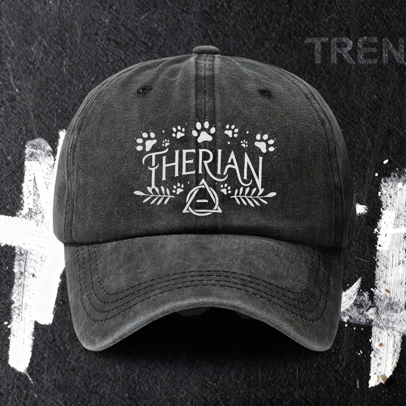 TEMU 1pc, Adjustable Baseball Cap With **therian** Design, Lightweight Printed Craft Women's Hat, **therian Animal Footprint Pattern** Men's Trendy