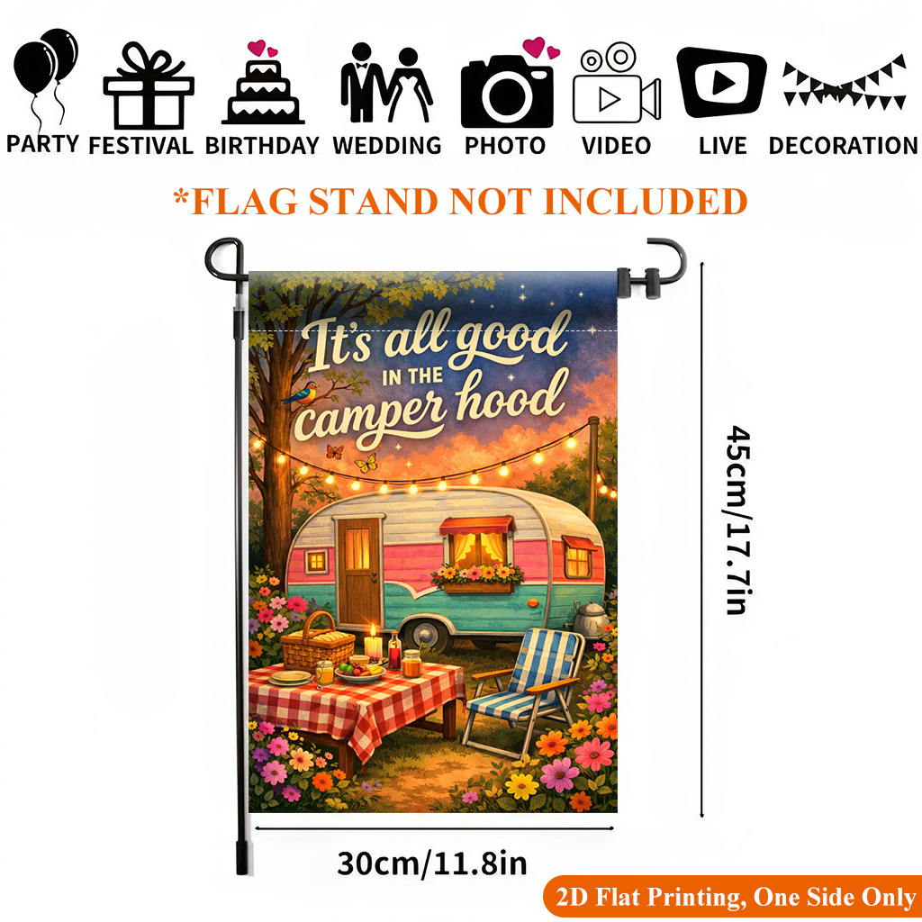 TEMU 2d Flat - 2d Flat - 2d Flat Printing Garden Flag 1pc, Flag - Single-sided Printed Outdoor Decor For Home And Garden, Holiday Decoration, Durable