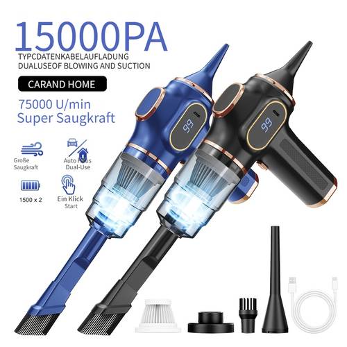 15000pa multifunktionaler handstaubsauger mit super-saugkraft, mit integrierter led-digitalanzeige, leichtes tragbares design, sowohl saug- als auch blasfähig, für haushaltsreinigung, bodenstaubentfernung, büroreinigung, autoreinigung haustierreinigung