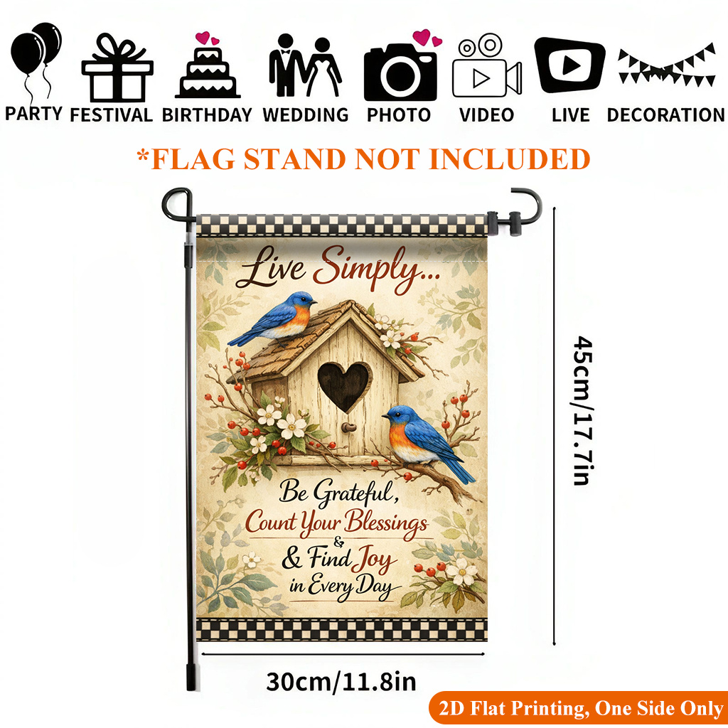 TEMU 2d Flat, 2d Flat Printing Garden Flag 1pc, Enjoy Day Garden Flag - Single-sided Printed Outdoor Decor For Home And Garden, Holiday Decoration,
