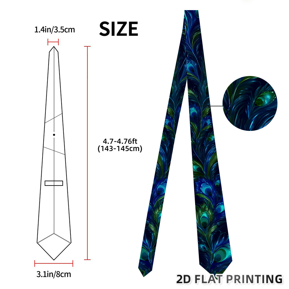 TEMU 2d Flat 1pc Woven Polyester Men's Tie With Vibrant , Artistic Necktie, Suitable For Themed Holiday Dressing, Celebrations, Costume Parties And