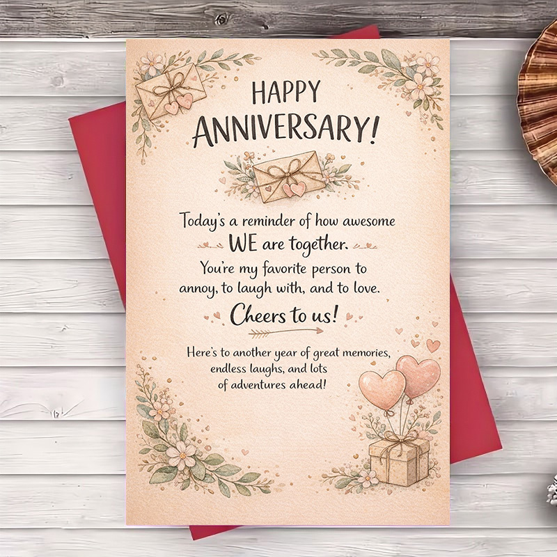 TEMU 1 Greeting Card + 1 Envelope Happy Anniversary Greeting Card For Couples Romantic Gift With Envelope