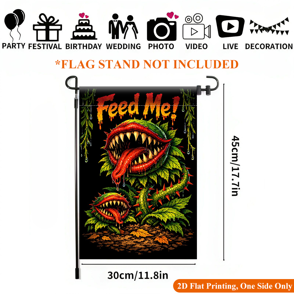 TEMU 2d Flat - 2d Flat - 2d Flat Printing Garden Flag 1pc, Feeding Garden Flag - Single-sided Printed Outdoor Decor For Home And Garden, Holiday