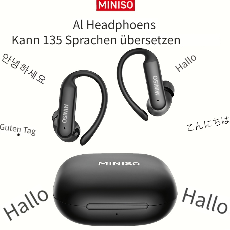 Image of Miniso Ms215 Ai Translation Headphones, Real-time Translation For 134 Languages, Hd Display, Hifi Sound, Long , Wireless, Usb-c Fast Charging