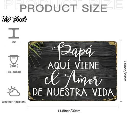 2d flat - 2d flat ., papa kommt der liebe unseres lebens kreatives blechschild -8x12 wandkunst geschenk zur dekoration|eisenkonstruktion, metall wandkunst dekor