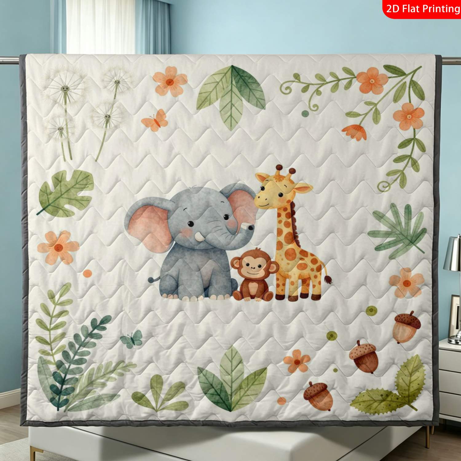 Thin Quilt with Cute Animal Pattern for Nursery