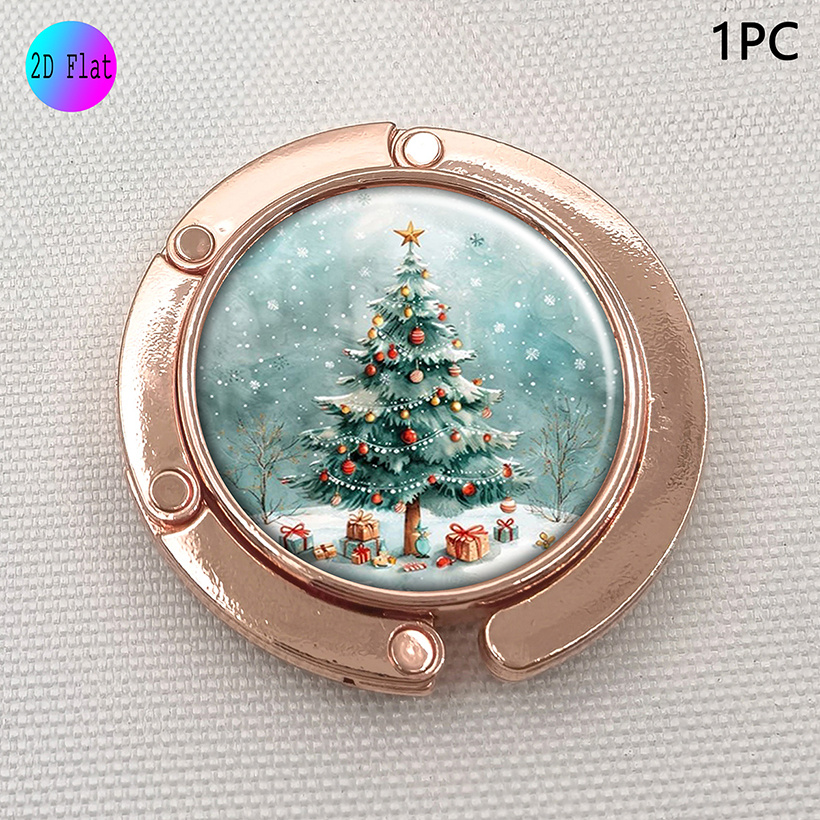 Watercolor Christmas Tree Foldable Purse Hook