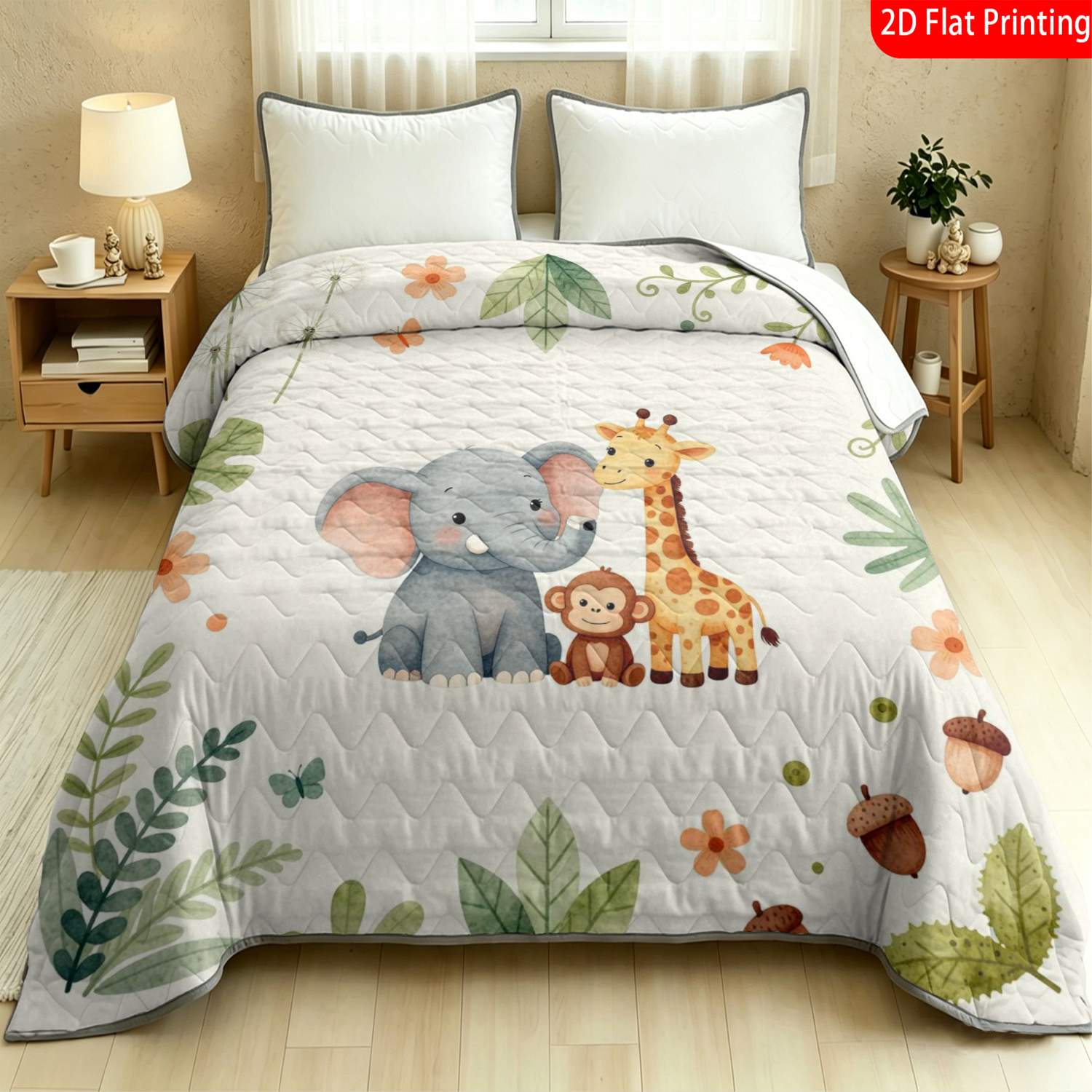 Thin Quilt with Cute Animal Pattern for Nursery