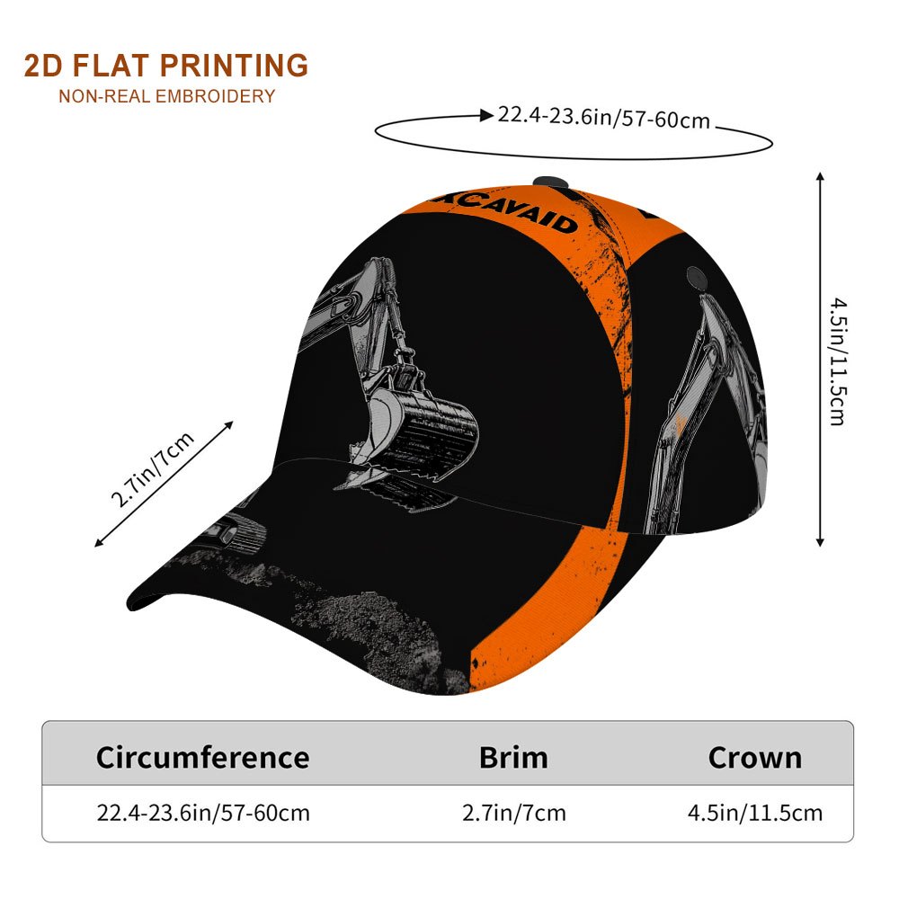 TEMU 1pc Excavator Print Baseball Suitable For Daily Wear, -themed Outfits, Lightweight Snapback Closure, Casual Headwear For Men &, Suitable For