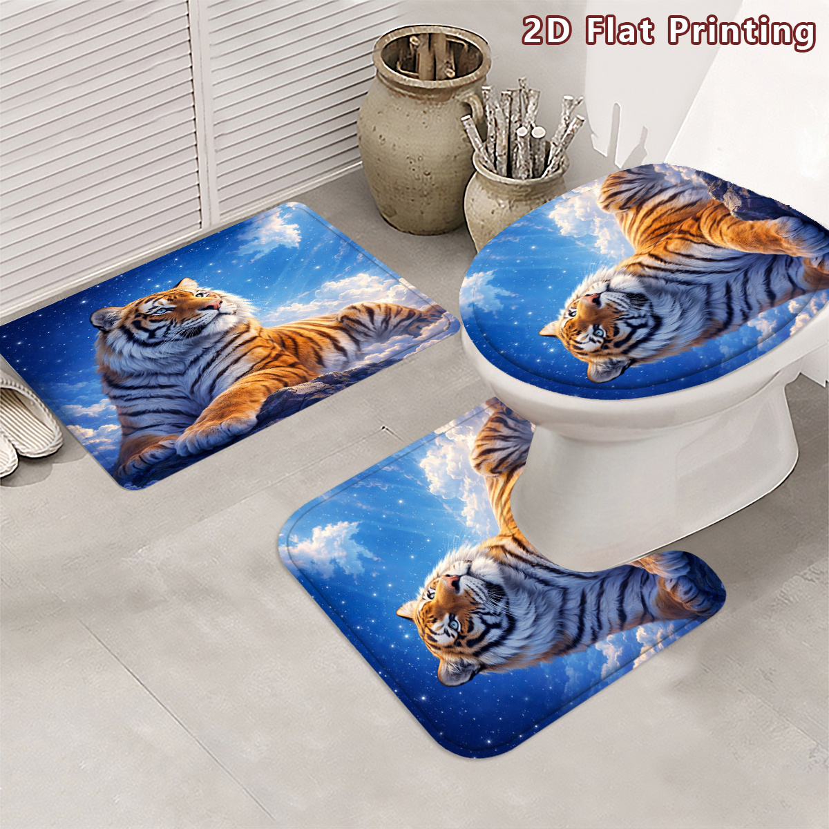 4pcs Turquoise Seashell Beach Shower Curtain Set with Accessories