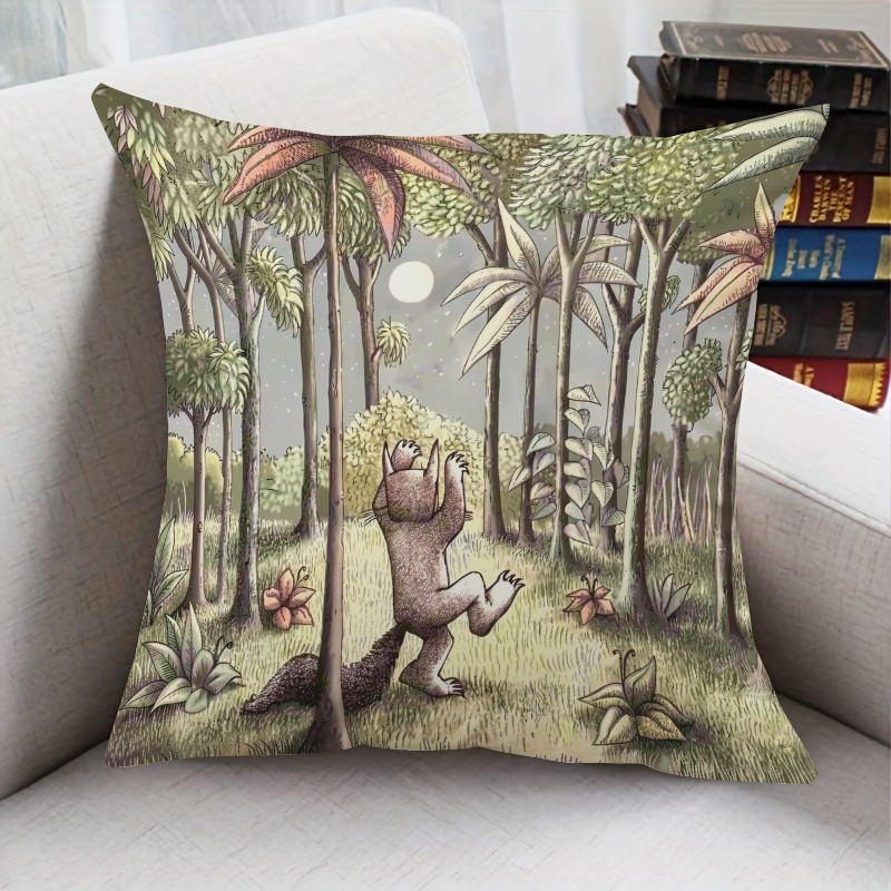 TEMU 1pc, Creature At Moon Throw Pillow, Decorating Sofas, Living Rooms, Bedrooms, And Offices