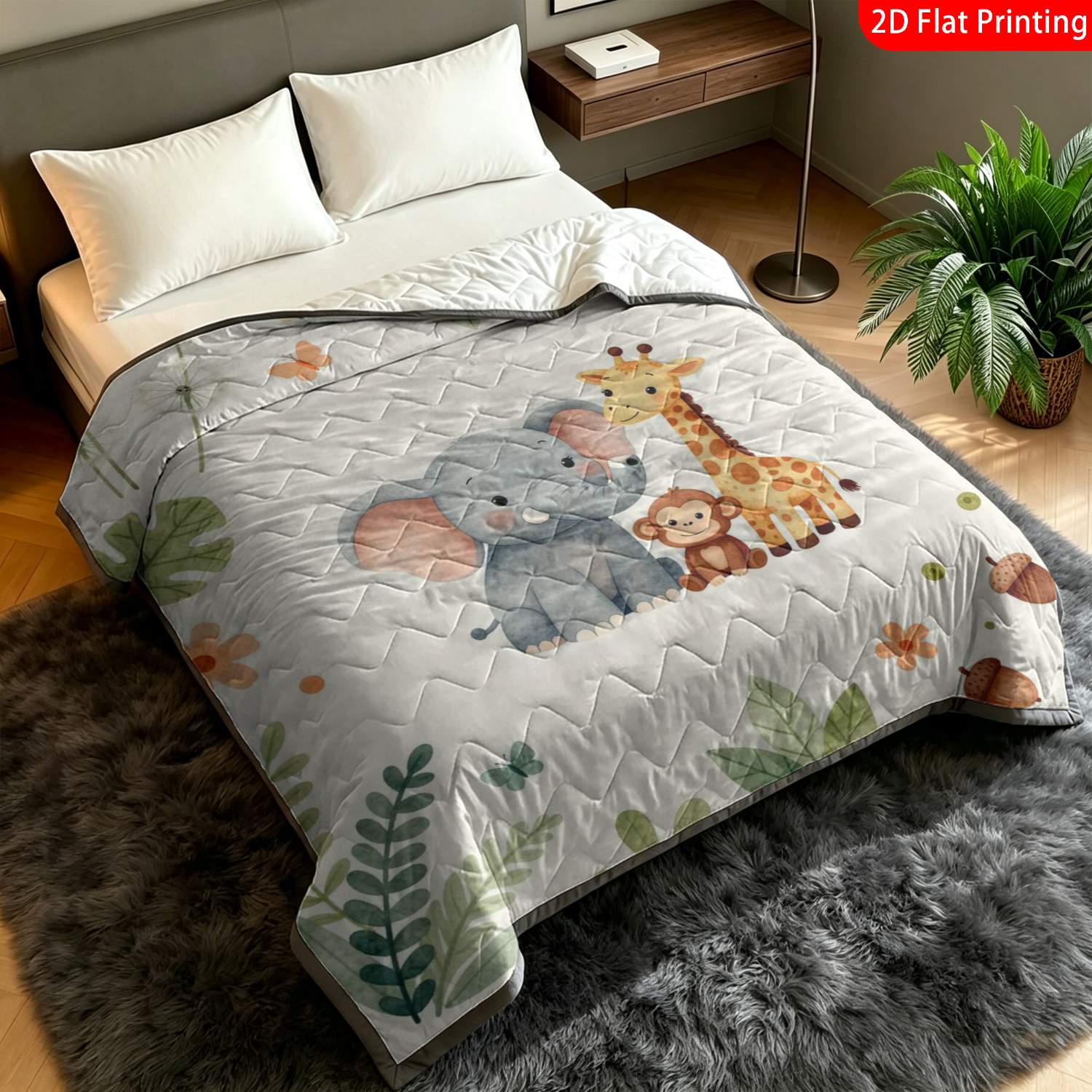 Thin Quilt with Cute Animal Pattern for Nursery