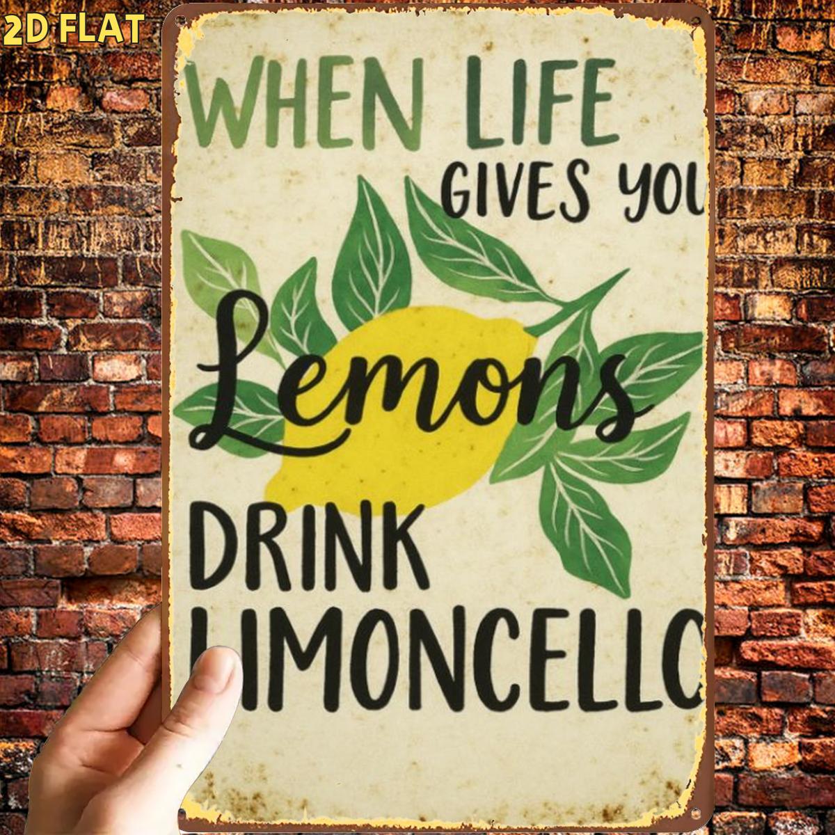 TEMU 2d Flat, 1pc, Funny Lemon Motivational Sign Metal Iron Sign, Pre-drilled Holes, Suitable For Indoor, Garden, Outdoor, Home, Office, Toilet