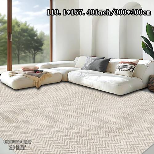 1pc large modern minimalist herringbone rug suitable for large spaces light beige apricot suitable for living room office bedroom jumbo rectangular with non slip backing machine washable soft durable covering