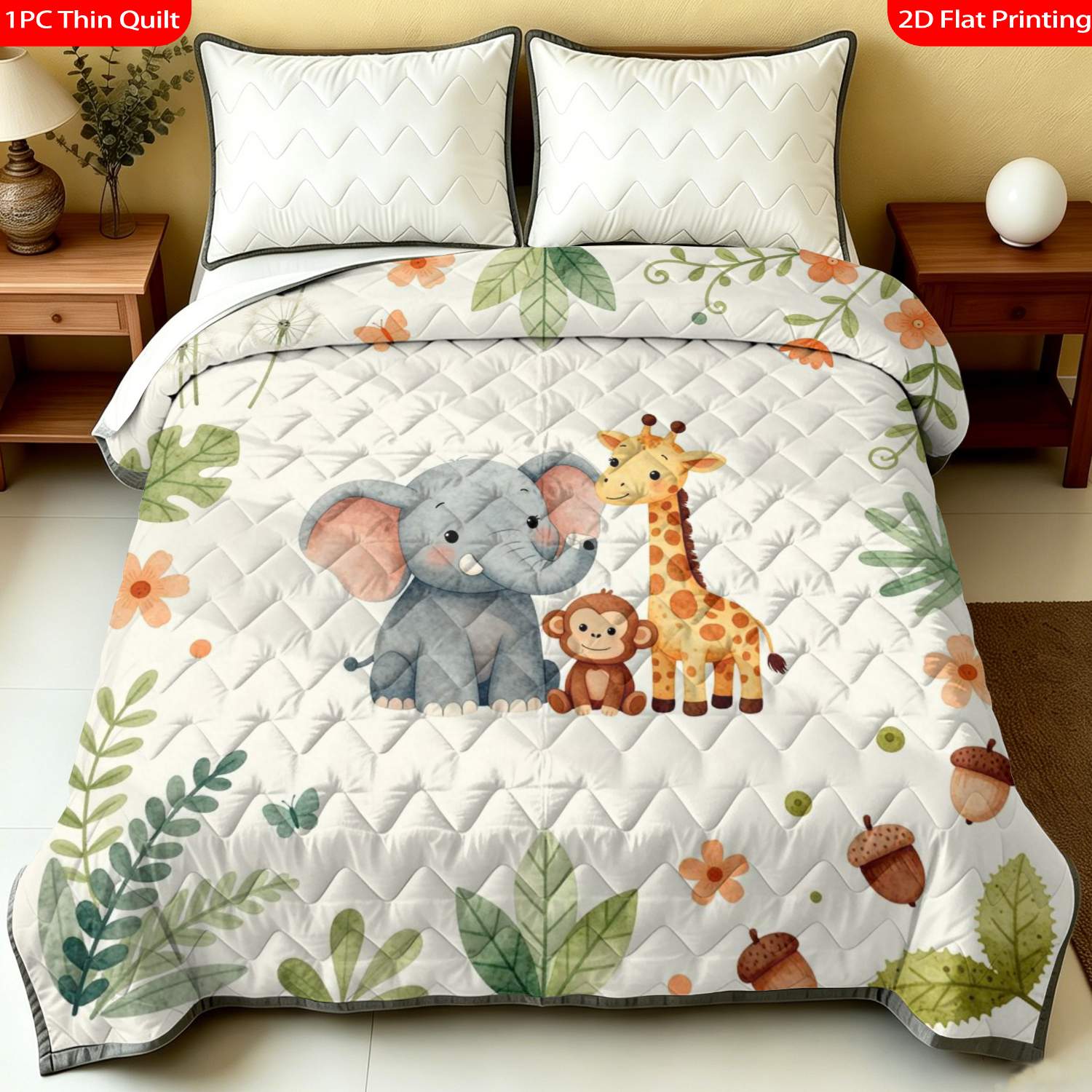 Thin Quilt with Cute Animal Pattern for Nursery