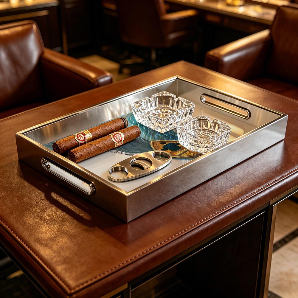 Glass Printed Abstract Boating Pattern Decorative Tray