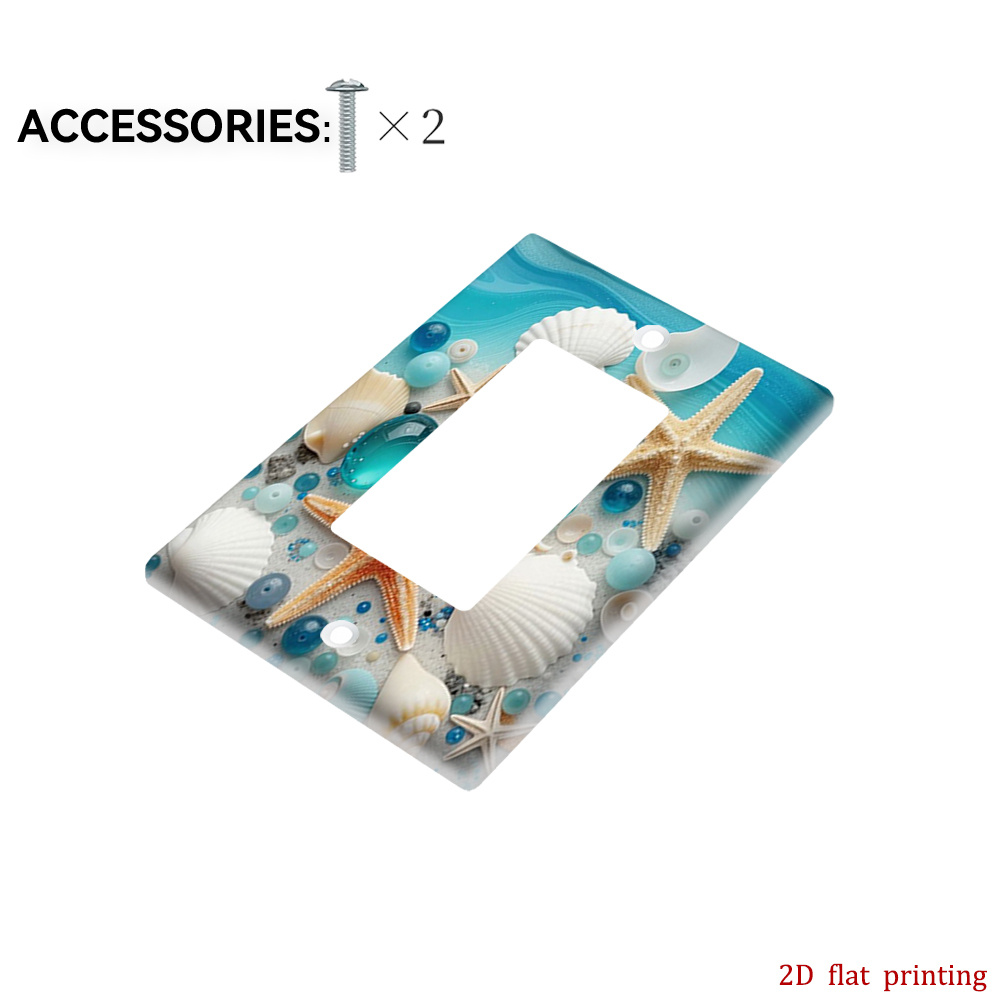 TEMU 1pc Starfish Seashell Light Switch Cover Plate - Nautical Beach Theme Suitable For Kitchen, Bathroom, Bedroom, Living Room, - Installation,