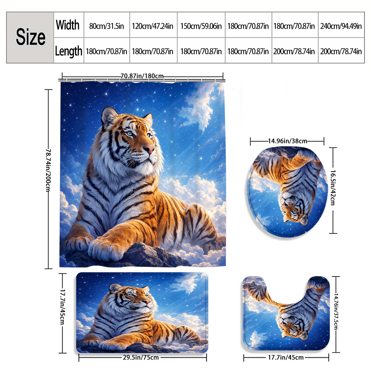 4pcs Turquoise Seashell Beach Shower Curtain Set with Accessories