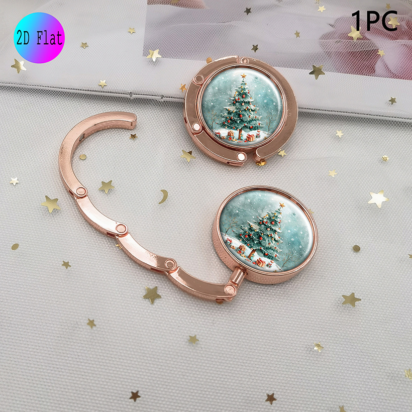 Watercolor Christmas Tree Foldable Purse Hook