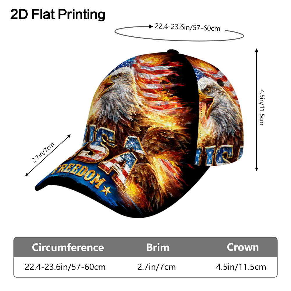 TEMU 1 gorra de béisbol unisex con 2D de pájaro patriótico y de EE. UU., gorra ajustable con cierre a presión, para correr, actividades al y ropa de