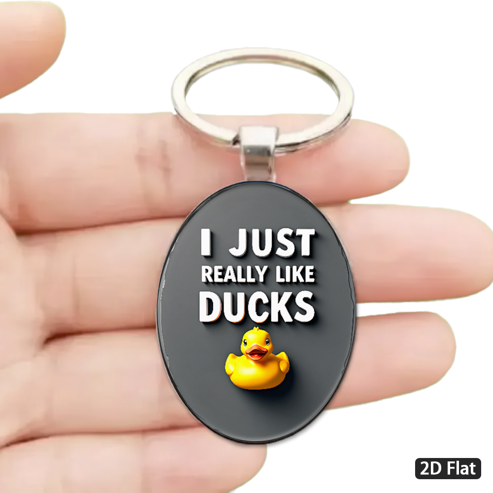 TEMU 2d Flat - 1pc 2d Flat, Cartoon Style "yellow Duck" Themed Keychain, Pendant, Suitable For Daily Wear, Friend Gatherings And Birthday Gifts, A