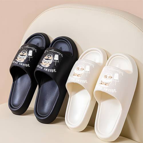 item picture 1 pair unisex eva slippers suitable for women men skull coffee themed slip house shoes with sole cushioning indoor outdoor beach lightweight open toe for birthday gift for women shoes