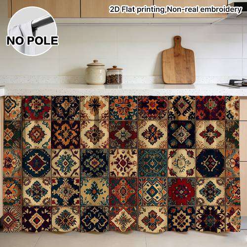 2d flat 1pc cabinet curtain colorful floral diamond pattern practical hanging design washable maintains shape catching ideal for bathroom living room bedroom kitchen dining area