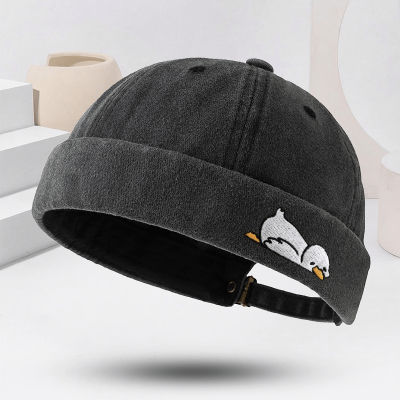 Men' & Women' Vintage Brimless Fedora With Embroidery - Adjustable Sailor Hat Suitable For Spring/autumn, Soft Lightweight Suitable For Streetwear, Hip-hop, Casual Wear, Hand Washable