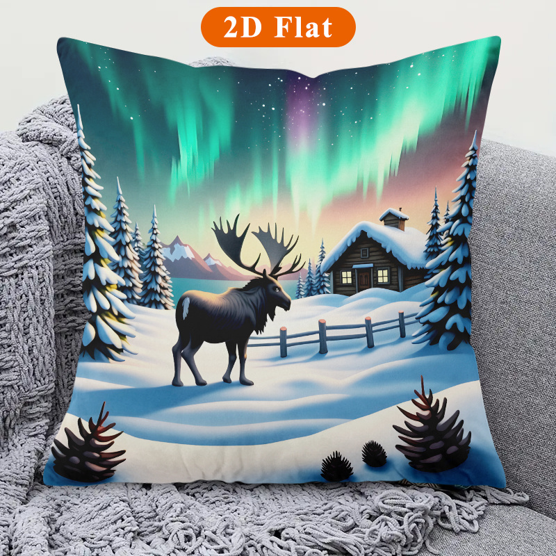 TEMU 1pc, Housse de coussin décorative carrée avec éléphant des bois dans , , parfaite pour et les salons, avec fermeture éclair, idéale pour décorer