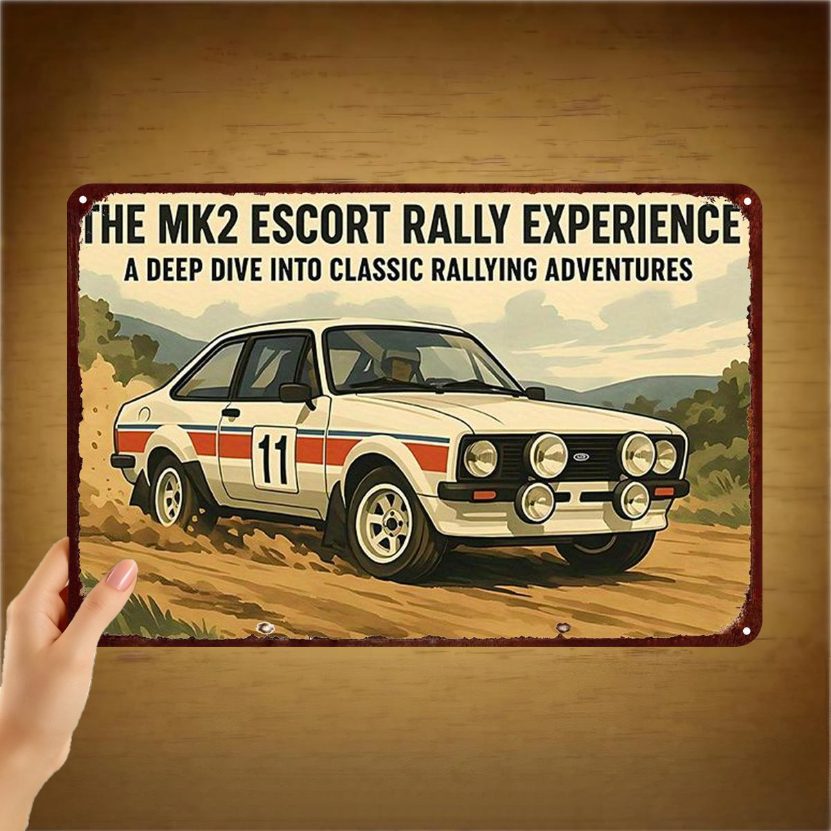 TEMU 2d Flat, 2d Flat 1pc, "mk2 Escort Rally Experience - Vintage Metal Art Sign For Classic Car Enthusiasts" 8Ã12 Inch, 2d Flat