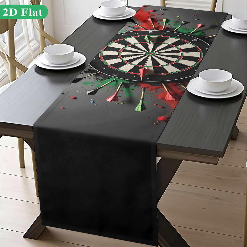 TEMU 2D Platte Tafelkleed 1 stuks, Darts Off Bullseye Gedrukte Tafelloper, Decoratief Polyester Rechthoekig Tafelkleed voor Binnen/Buiten Gebruik,