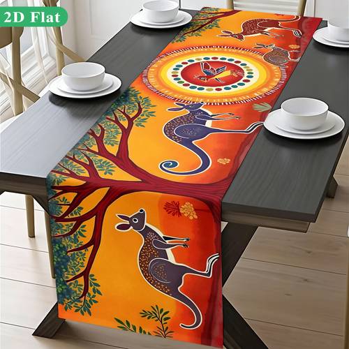 2d flat tablecover 1pc art with printed table runner decorative polyester rectangular tablecloth for indoor outdoor use suitable for kitchens banquets party restaurants coffee tables
