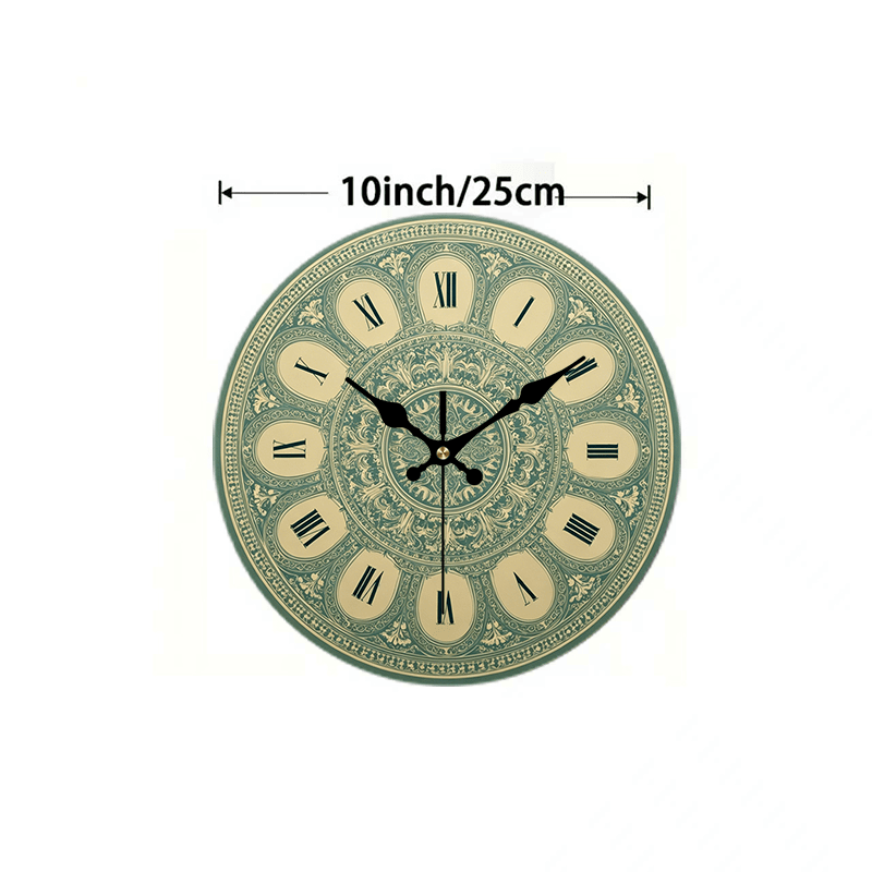 TEMU 2d Flat. 1pc, Vintage Roman Wooden Wall Clock, Easy Living Room Decor Silent Round Clock, Perfect For Bedroom, Living Room, Office, Kitchen And