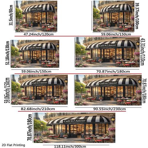 bannière 2d plate, 2d plate - 2d plate, 2d plate - 2d plate 1pc, café de rue , bannières de décoration murale, convient aux salons, de fête, chambres de jeunes, décorations de cour, utilisée fonds photo, nexige pas délectricité