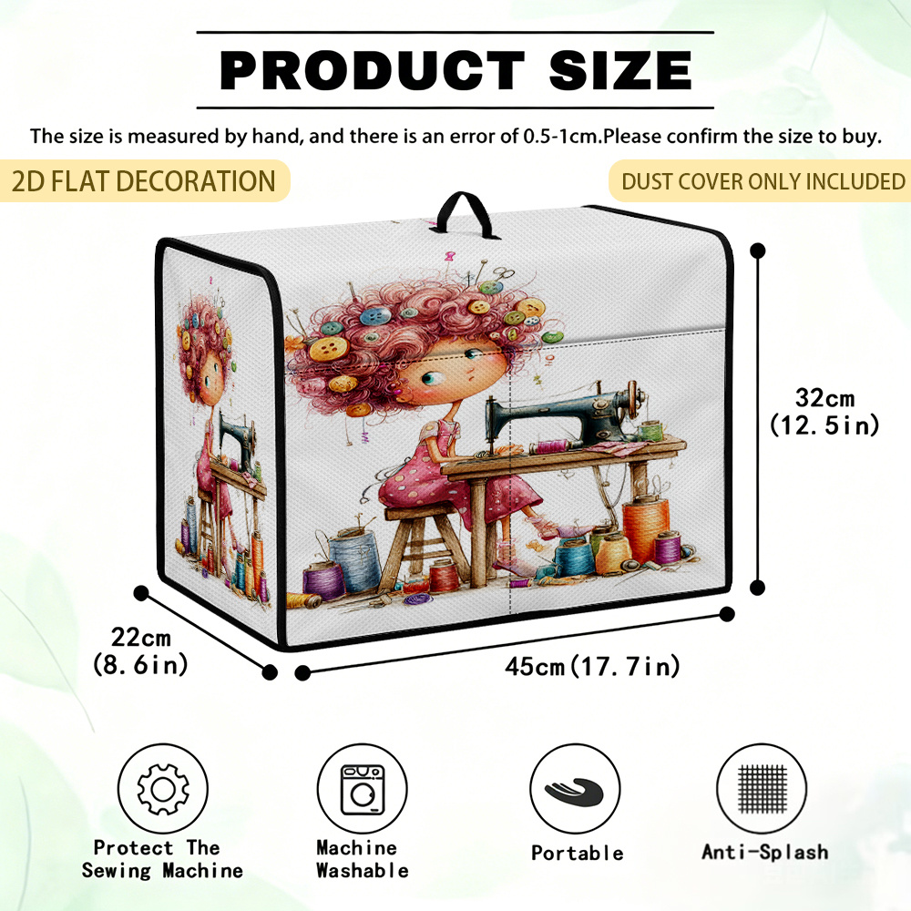 TEMU para máquina de coser con botones, impresión 2D, 1 pieza, con bolsillo de almacenamiento y asa superior, para guardar accesorios y piezas,