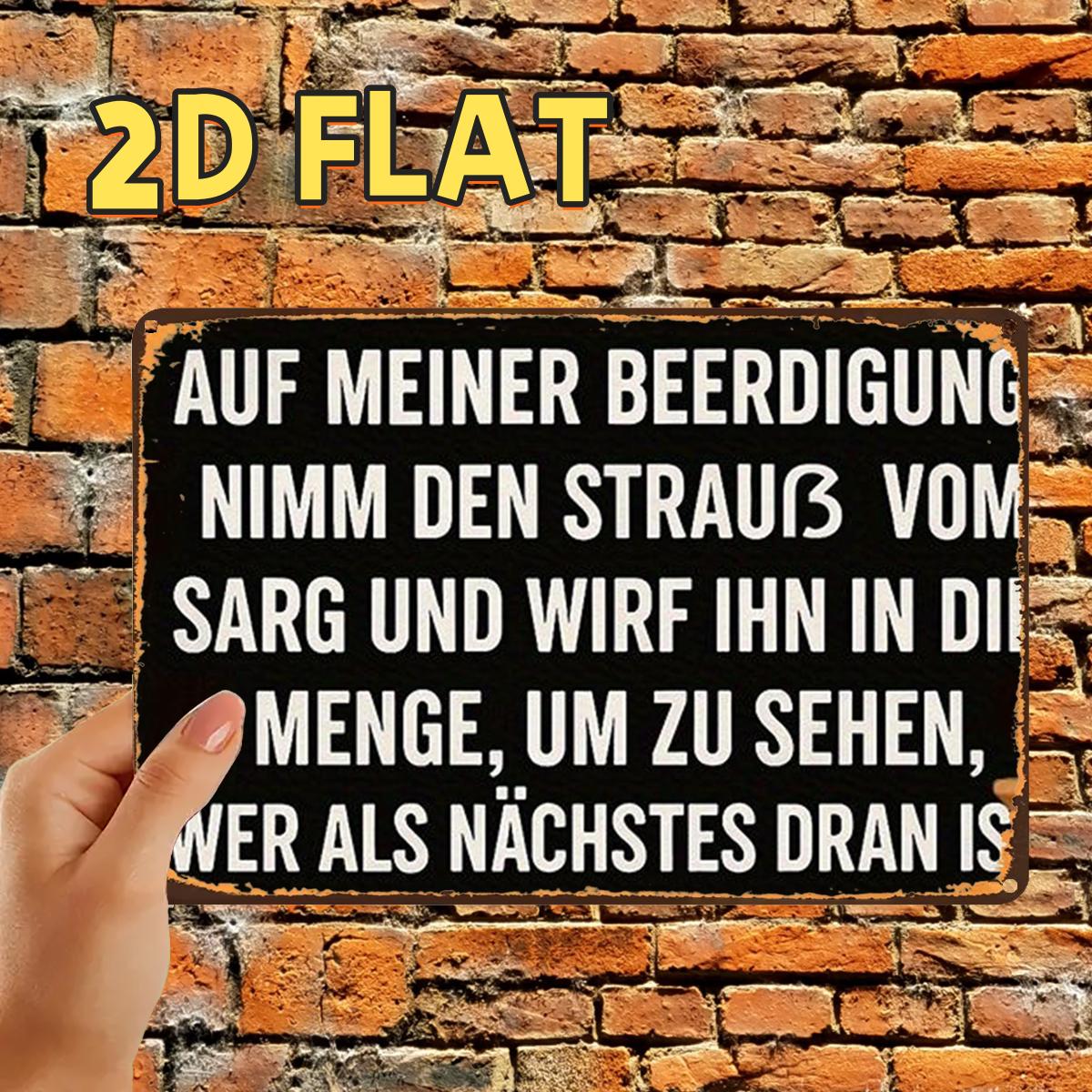TEMU 2d Flat, 2d Flat,1pc, Retro Rustic German Quote Sign Metal Iron Sign, Pre-drilled Holes, Suitable For Indoor, Garden,outdoor, Home, Office,