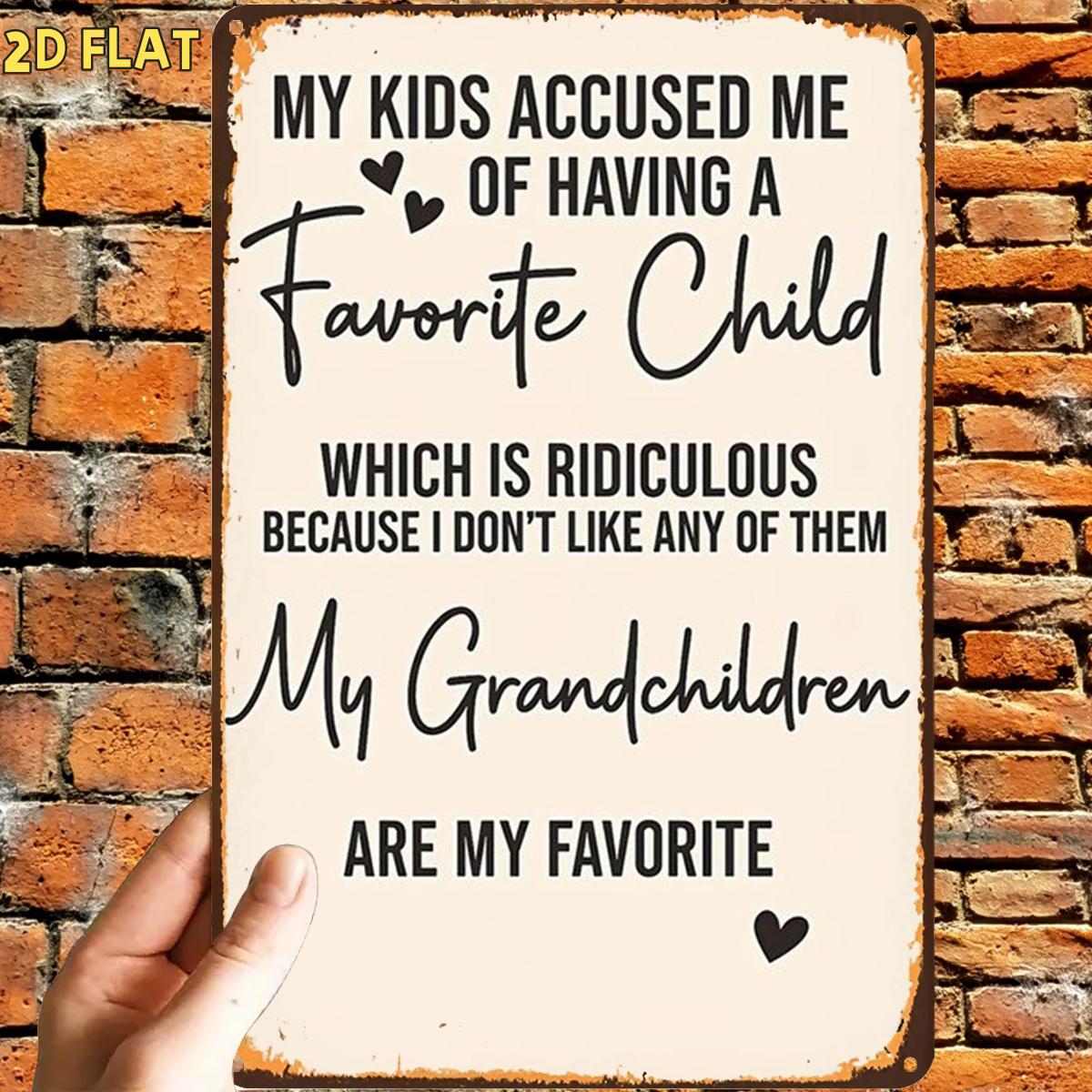 TEMU 2d Flat, 1pc, Retro Grandchildren Love Sign Metal Iron Sign, Pre-drilled Holes, Suitable For Indoor, Garden, Outdoor, Home, Office, Toilet