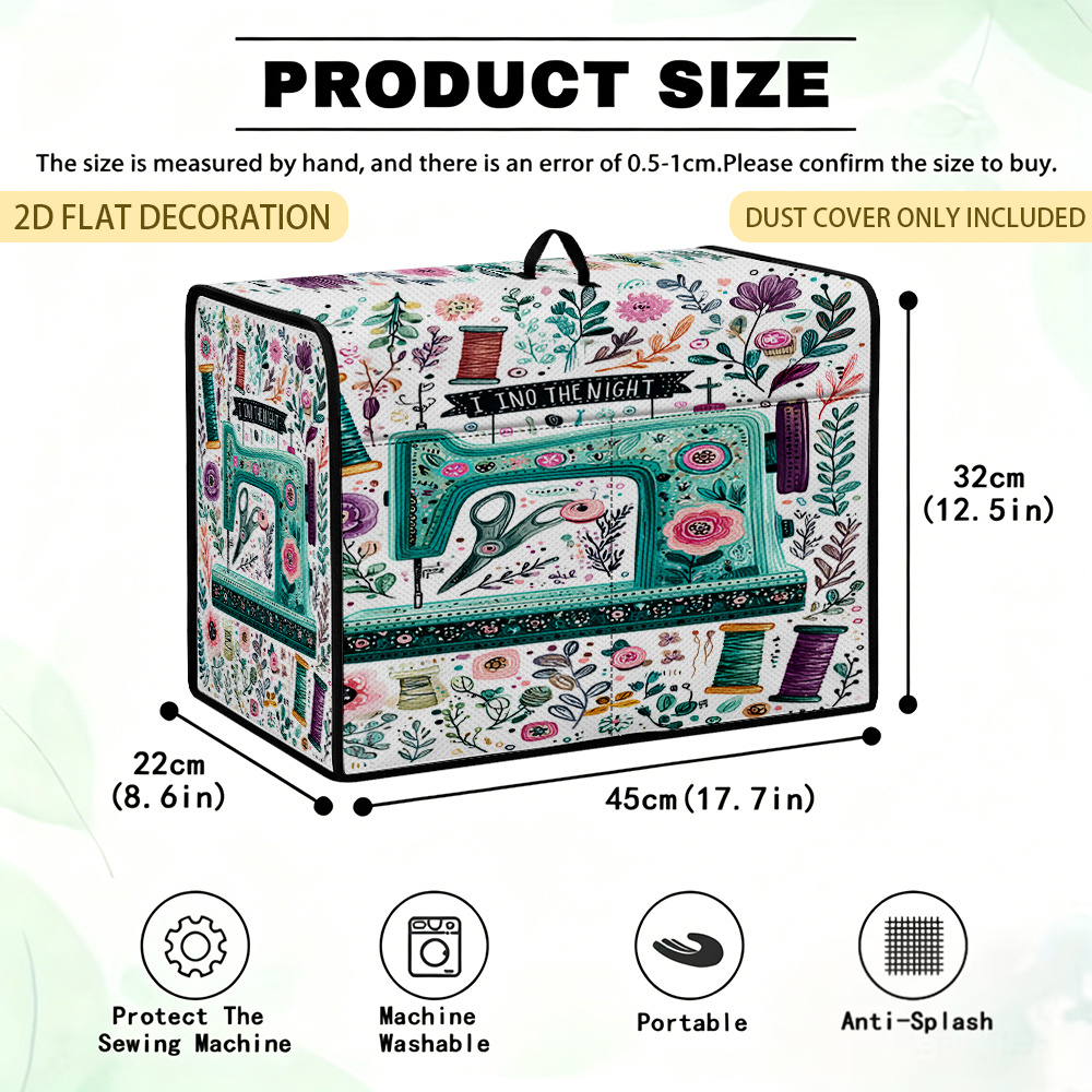 TEMU 1pc Colorful Sewing Machine Cover With Storage Pocket & Top Handle, Machine Washable Dust Cover Suitable For Home Sewing Room, Suitable For