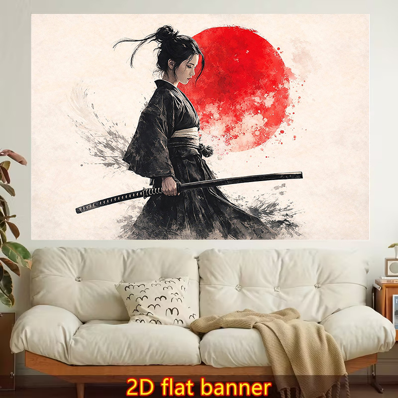 TEMU 2d Flat - 2d Flat - 1pc Large/small Size, 2d Flat Printed Wall Tapestry, , , Red Sun, Room Decoration And Party Theme In Living Room Or