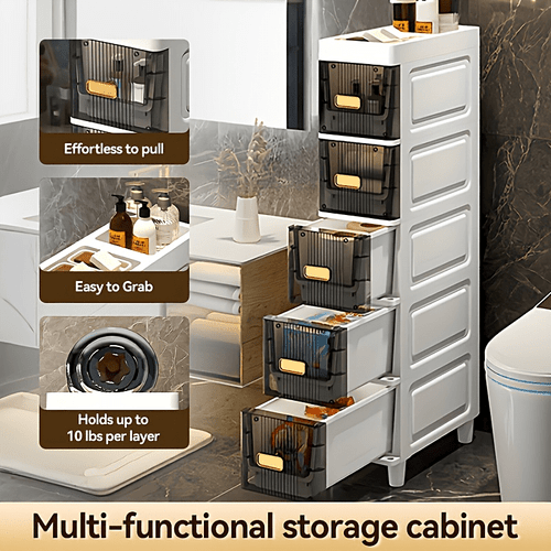 deluxe storage cabinet with drawers durable waterproof pp material multi purpose organizer with for bathroom kitchen personal dispensers and more ideal for small spaces storage drawer units