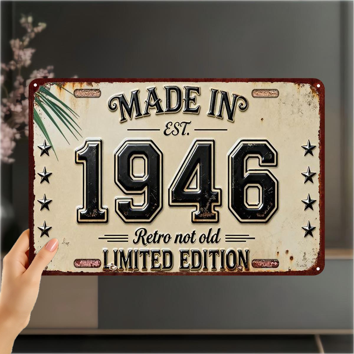 TEMU 2d Flat 1pc, "made In 1946 - Retro Not Old, Edition Vintage Metal " 8×12 Inch