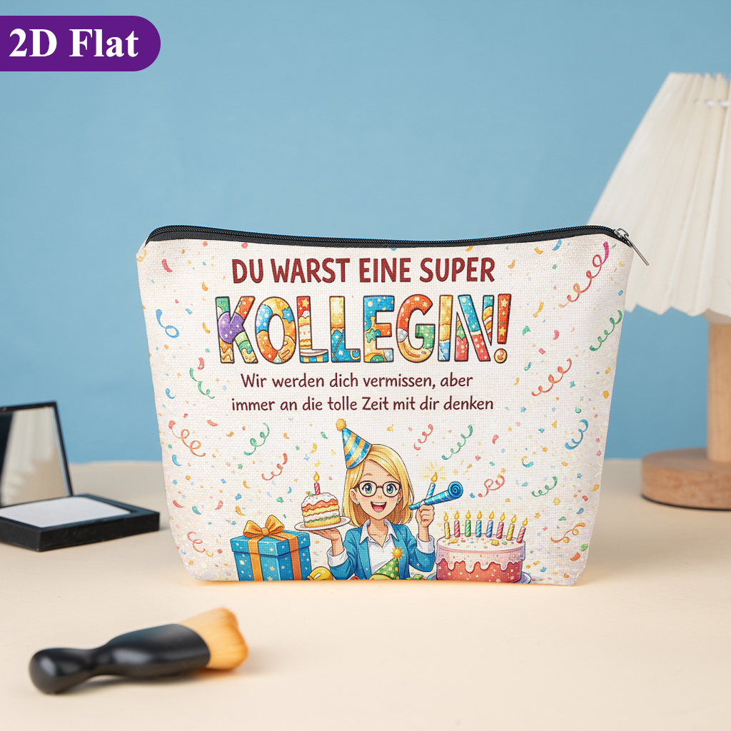TEMU Cosmetic Bag 1pc, Farewell Colleague Celebration Scene, Stylish Zippered Wallets, Work Snack Bags, Skincare Product Organizers, Double-sided