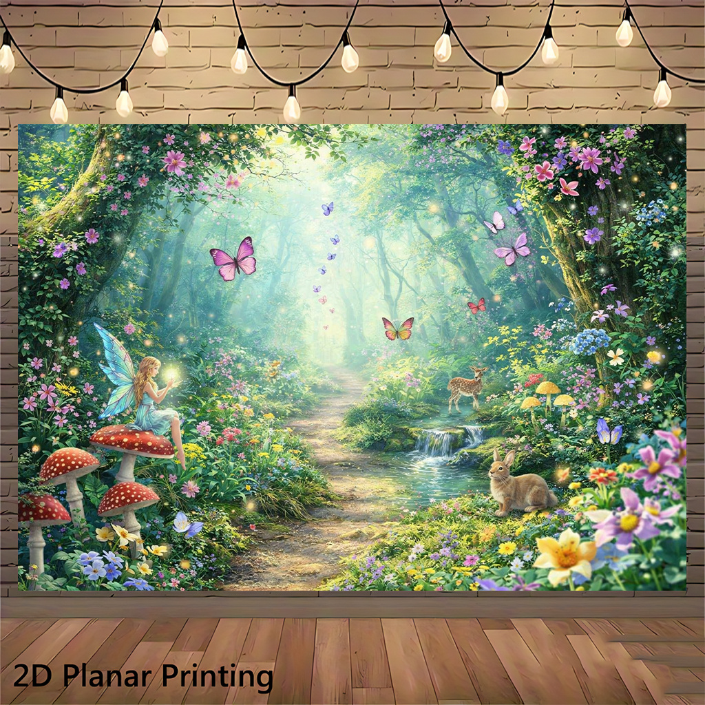 TEMU 2d Flat, 2d Flat - 2d Flat, 2d Flat - 2d Flat Banner 1pc, Forest, Wall Decoration Banners, Suitable For Living Rooms, Party Venues, Youth Rooms,