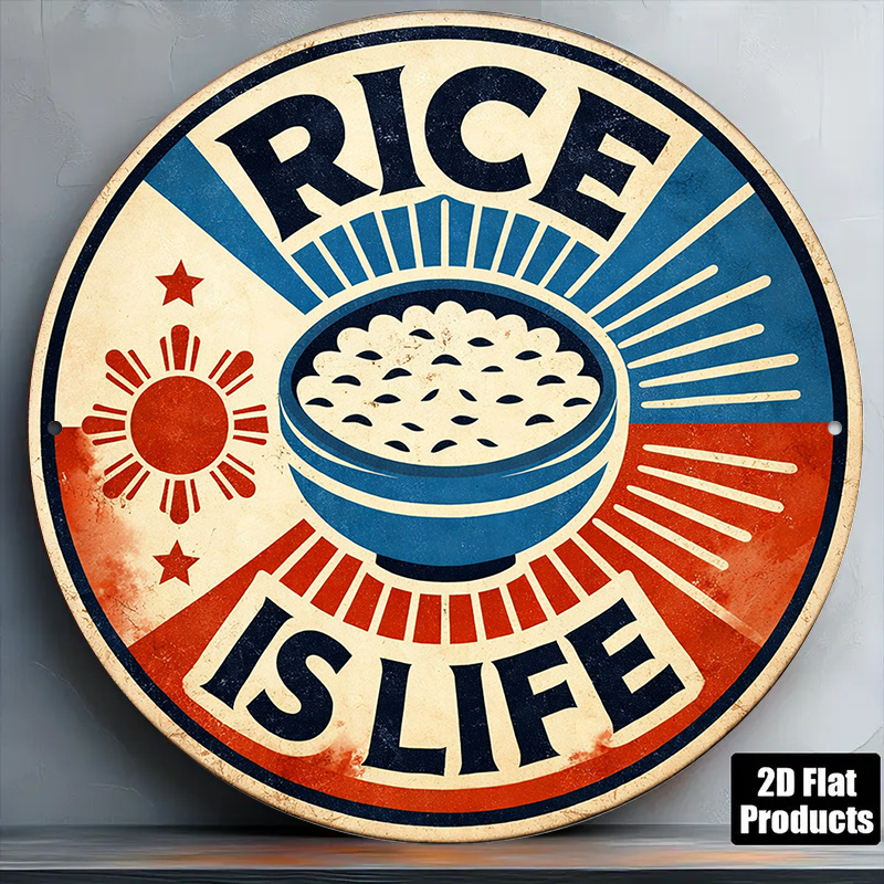 TEMU 2d Flat, 1pc 1pcs "" Filipino-themed Vintage Wall Sign - Round Suitable For Kitchen, Dining Room, Cafe Decor, Plaque For, Restaurant Or Gift,