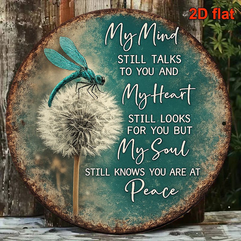 2d flat 1pc 2d flat round sign dragonfly and   plaque   never ceases       decorative sign suitable for bedroom decor living room decor cafe decor or as a gift