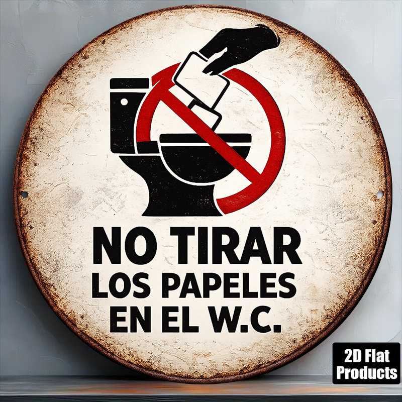 TEMU Letrero de advertencia retro para baño en español "No tirar papel en el inodoro", 2D, 1 pieza, adecuado para baños públicos, B&Bs, restaurantes